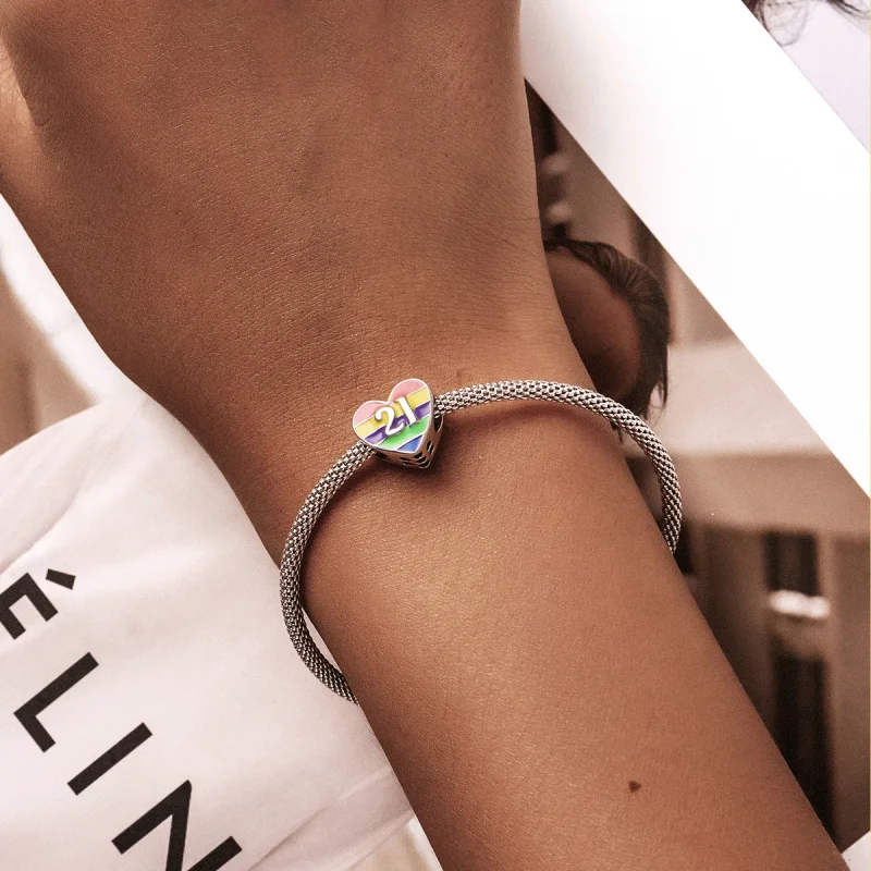 (afbeelding voor) Pandora Style Regenboog Hart Bedel - BSC548 - Bekijken 5