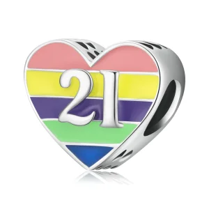 (afbeelding voor) Pandora Style Regenboog Hart Bedel - BSC548