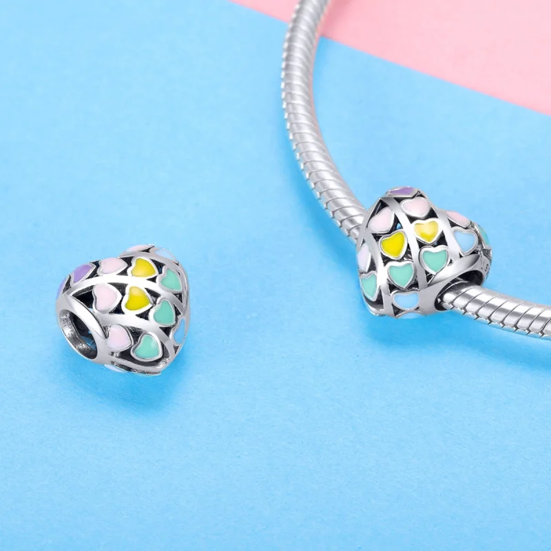 (afbeelding voor) Pandora Style Regenboog Hart Bedel - SCC902 - Bekijken 4