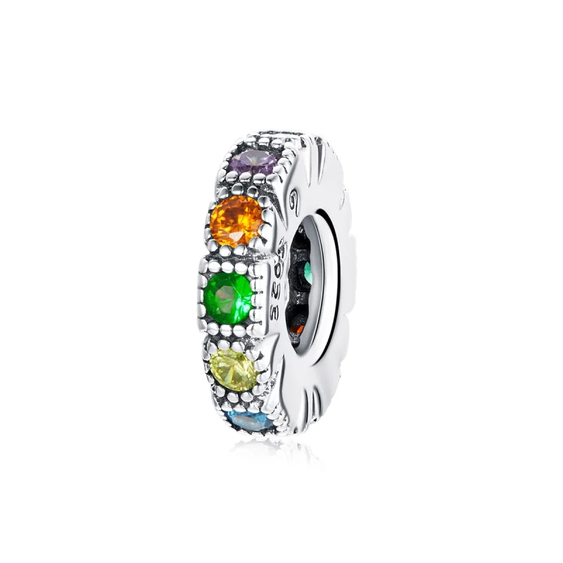 (afbeelding voor) Pandora Style Regenboog Steen Spacer Bedel - BSC473