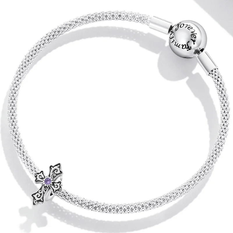 (afbeelding voor) Pandora Style Retro Patroon Kruis Bedel - BSC583 - Bekijken 3