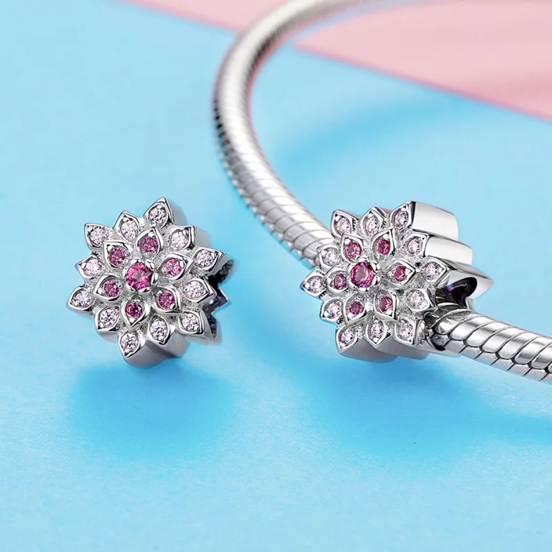 (afbeelding voor) Pandora Style Rode Lotus Bedel - BSC038 - Bekijken 3