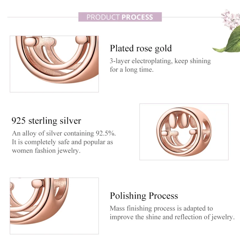 (afbeelding voor) Pandora Style Rose Gelukkige glimlach Bedel - SCC1787 - Bekijken 8