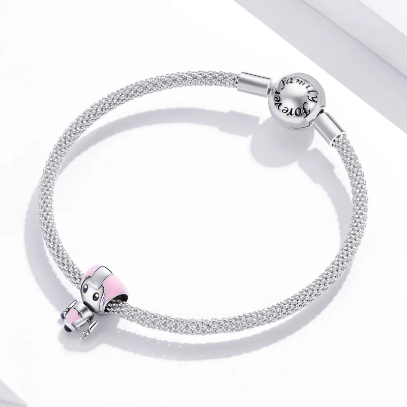 (afbeelding voor) Pandora Style Roze Baby Robot Bedel - SCC1774 - Bekijken 3