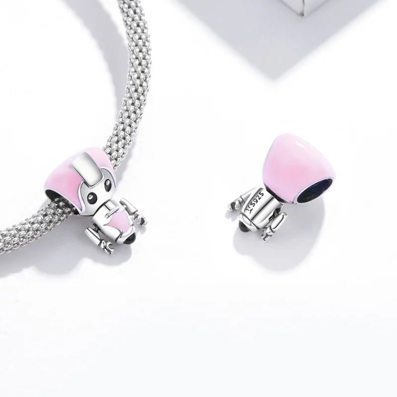 (afbeelding voor) Pandora Style Roze Baby Robot Bedel - SCC1774 - Bekijken 4