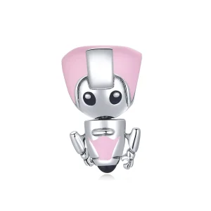(afbeelding voor) Pandora Style Roze Baby Robot Bedel - SCC1774
