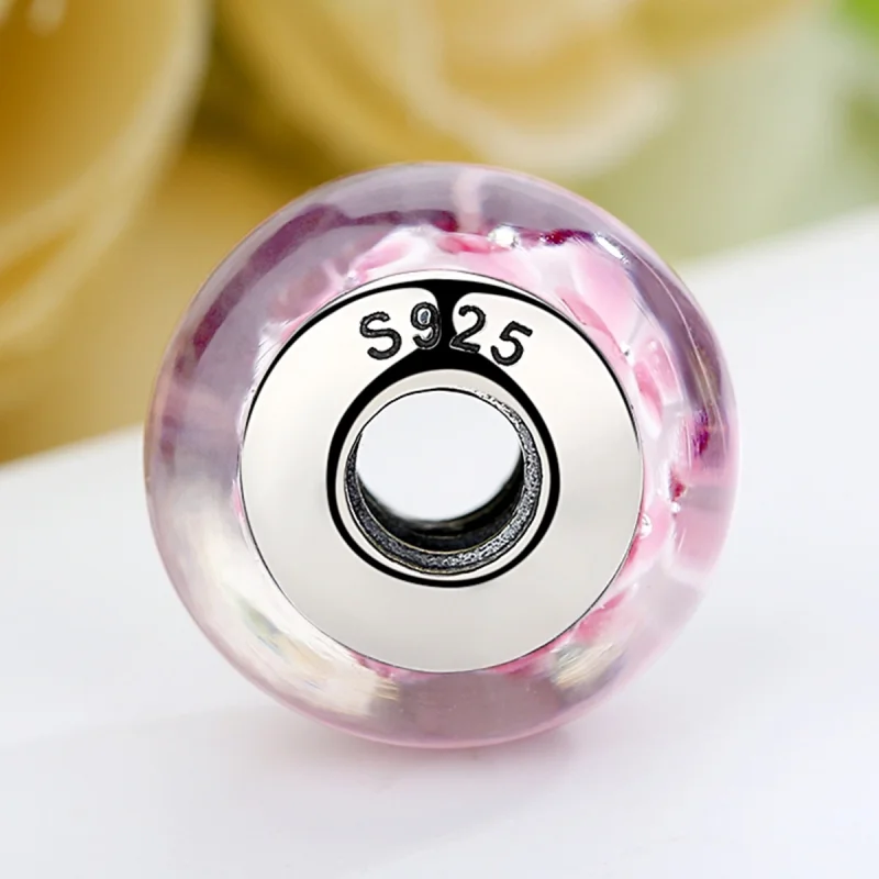 (afbeelding voor) Pandora Style Roze Bloemen Murano Glas Bedel - SCZ008 - Bekijken 5