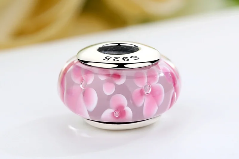 (afbeelding voor) Pandora Style Roze Bloemen Murano Glas Bedel - SCZ008 - Bekijken 8