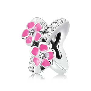 (afbeelding voor) Pandora Style Roze Bloemen Spacer Bedel - SCC2139