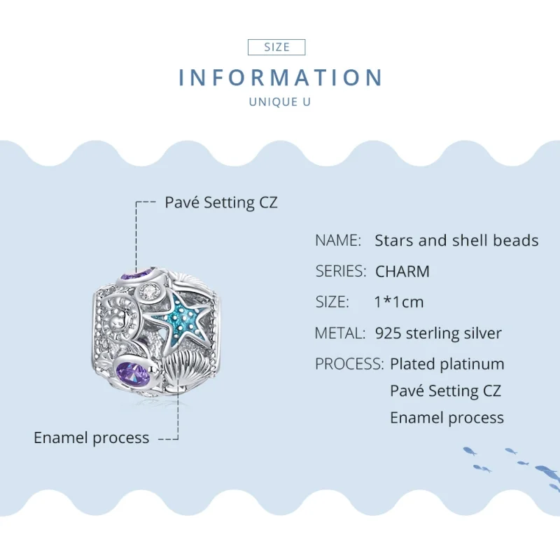 (afbeelding voor) Pandora Style Sterren en schelp Bedel - SCC1805 - Bekijken 8