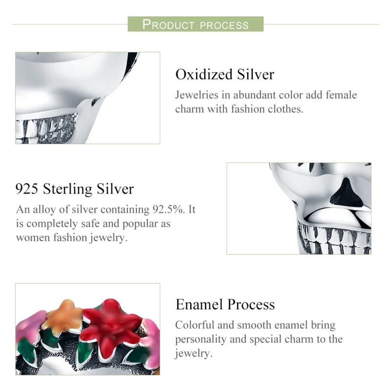 (afbeelding voor) Pandora Style Suiker schedel Bedel - SCC888 - Bekijken 7