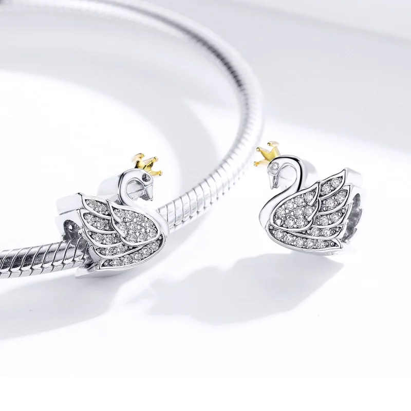 (afbeelding voor) Pandora Style Two-tone Prinses Zwaan Bedel - SCC1343 - Bekijken 4