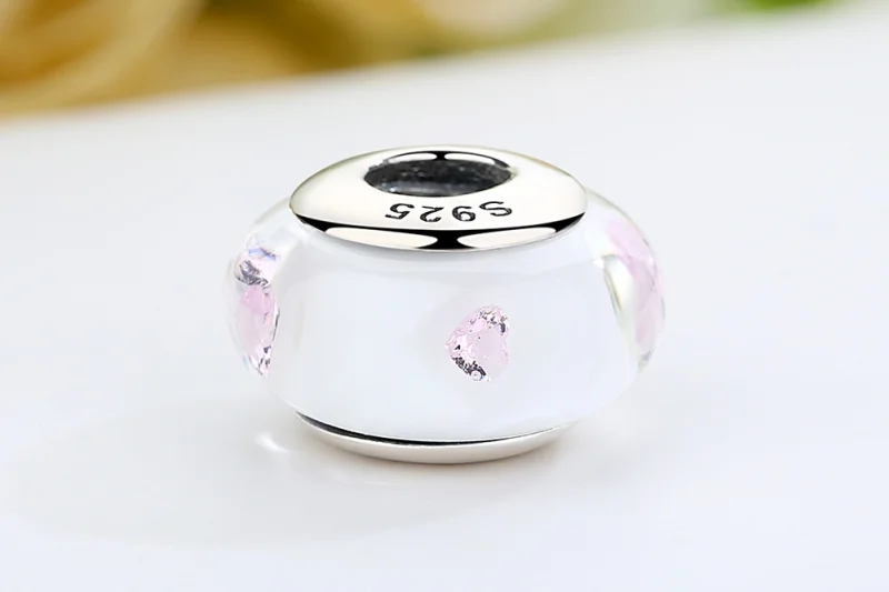 (afbeelding voor) Pandora Style Witte Murano Glas Roze Stenen Bedel - SCZ004 - Bekijken 8