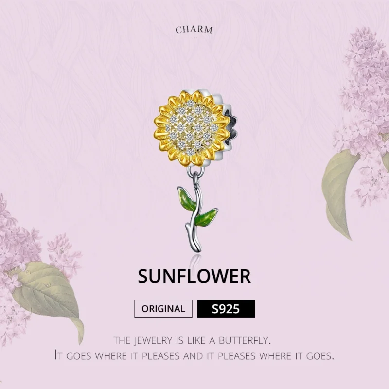 (afbeelding voor) Pandora Style Zonnebloem Hangende Bedel - SCC1211 - Bekijken 2