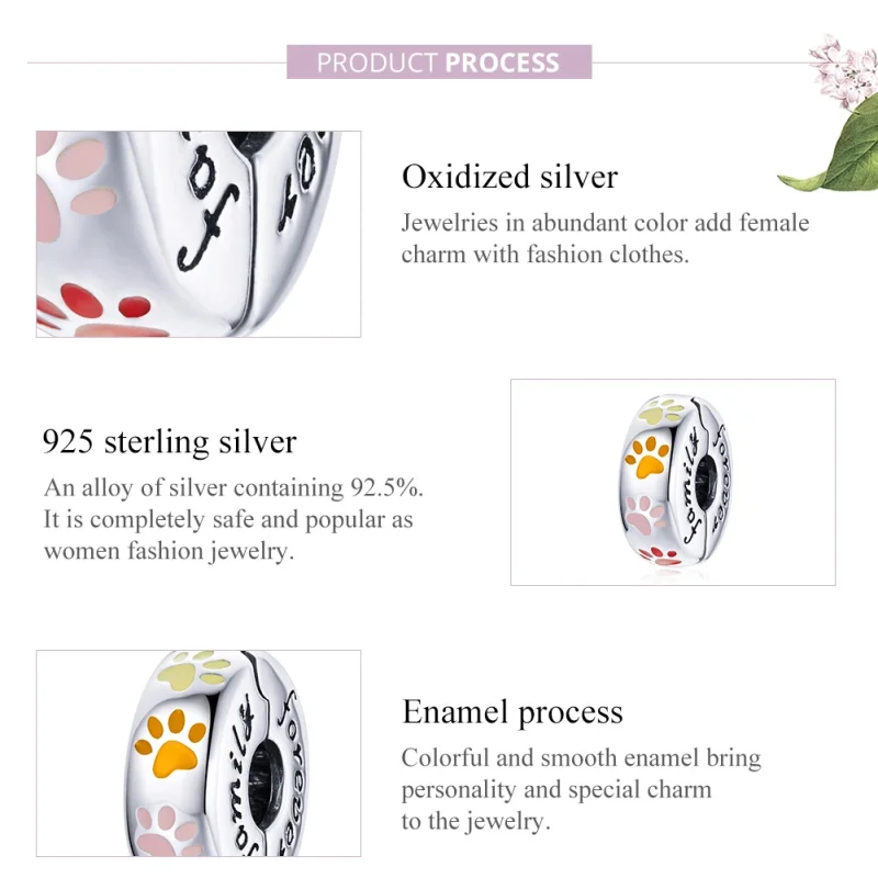 (afbeelding voor) Pandora Style Kleurrijke klauwafdrukken Clip Bedel - SCC1850 - Bekijken 6