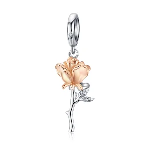 (afbeelding voor) Pandora Style Bicolor Lover Rose Twee Kleuren Bloemen Hangende Bedel - BSC145