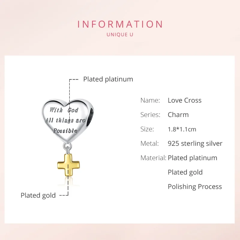 (afbeelding voor) Pandora Style Bicolor Met God Alle Dingen Zijn Mogelijk Hangende Bedel - BSC309 - Bekijken 6