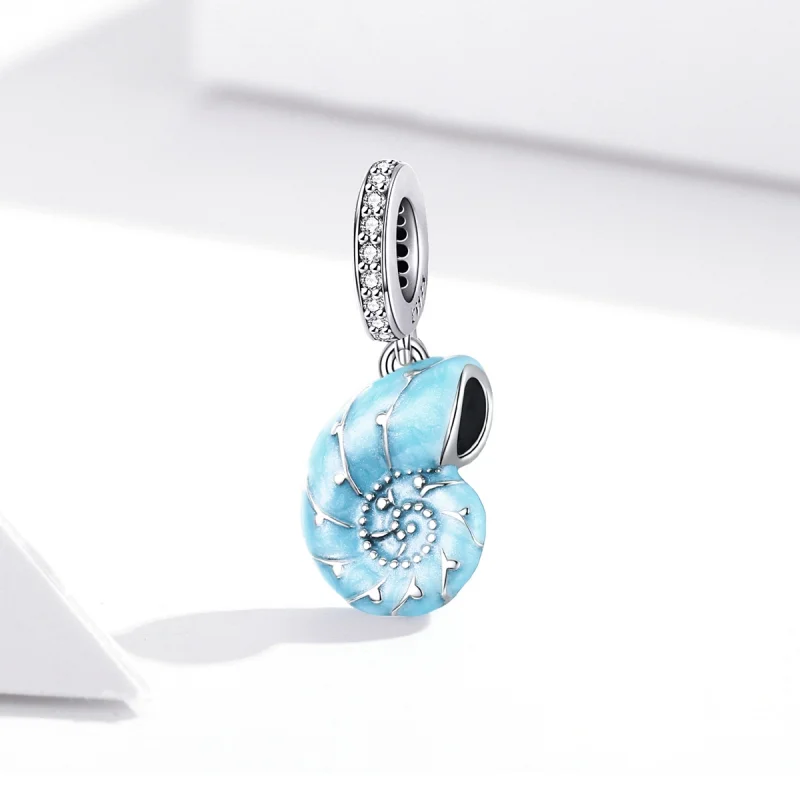 (afbeelding voor) Pandora Style Blauwe schelp Hangende Bedel - SCC1560 - Bekijken 3