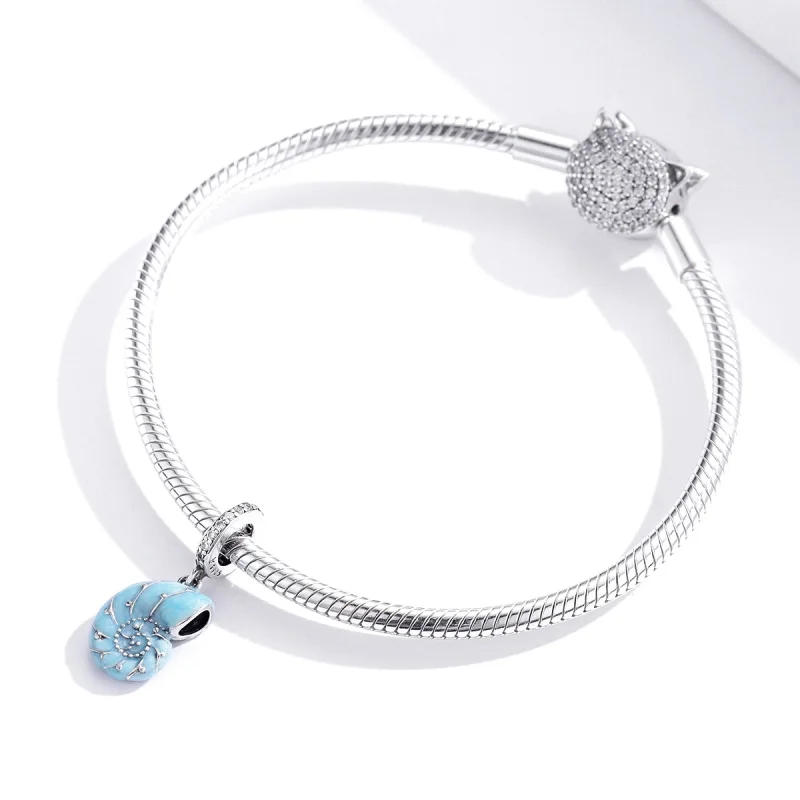 (afbeelding voor) Pandora Style Blauwe schelp Hangende Bedel - SCC1560 - Bekijken 4