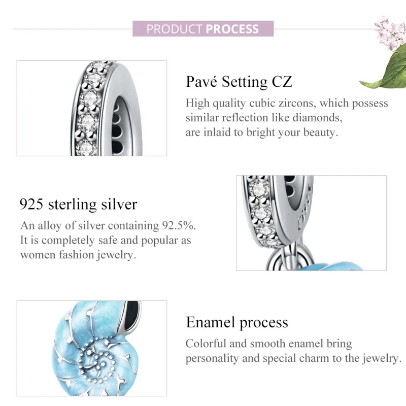 (afbeelding voor) Pandora Style Blauwe schelp Hangende Bedel - SCC1560 - Bekijken 8