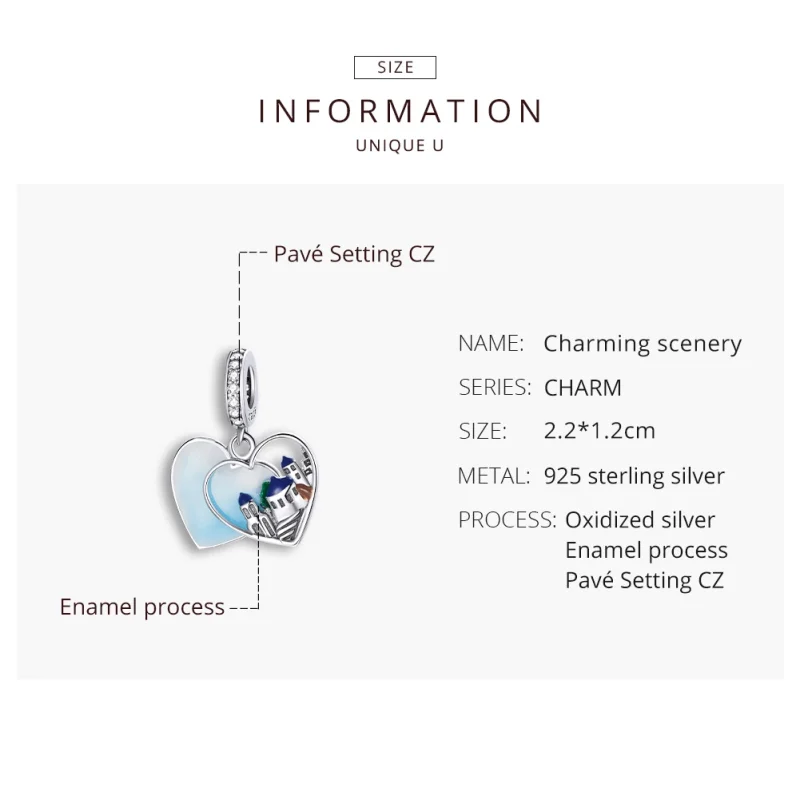 (afbeelding voor) Pandora Style Charmant landschap Hangende Bedel - SCC1742 - Bekijken 8