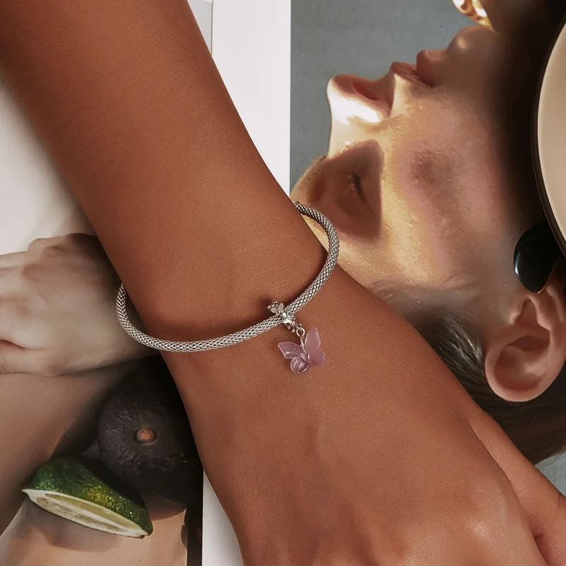 (afbeelding voor) Pandora Style Glas Vlinder Hangende Bedel - SCC2087 - Bekijken 6