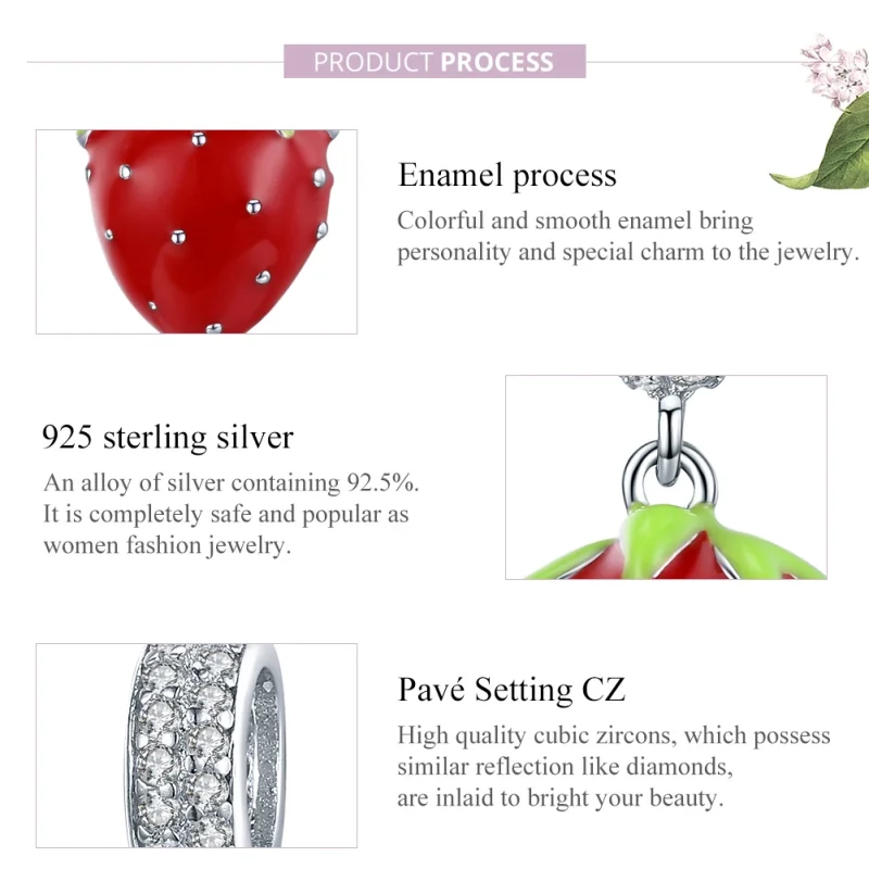 (afbeelding voor) Pandora Style Leuke Aardbei Hangende Bedel - SCC1537 - Bekijken 8