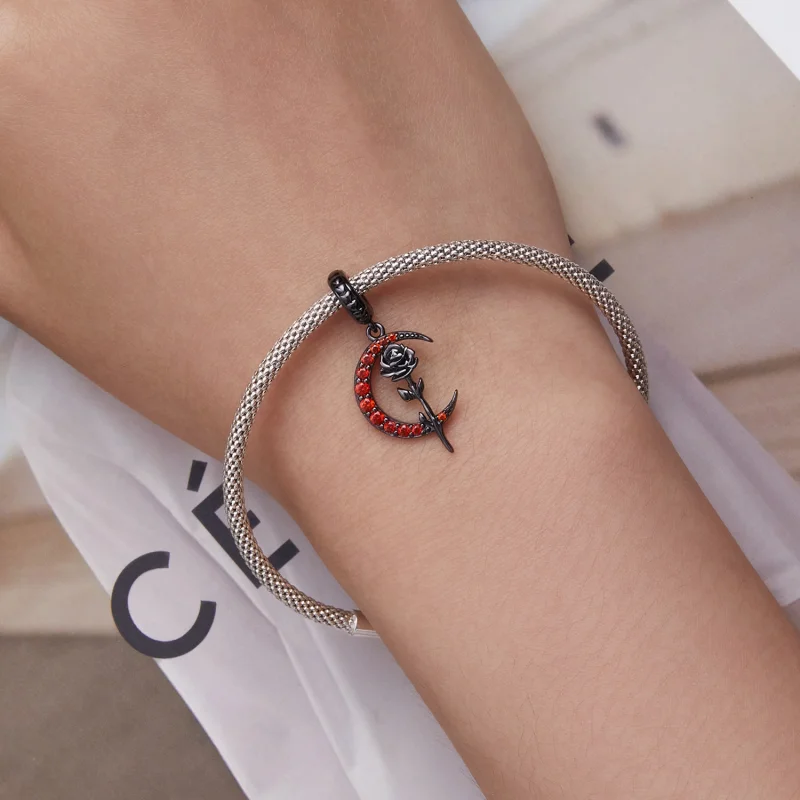 (afbeelding voor) Pandora Style Maan Roos Hangende Bedel - SCC2384 - Bekijken 5