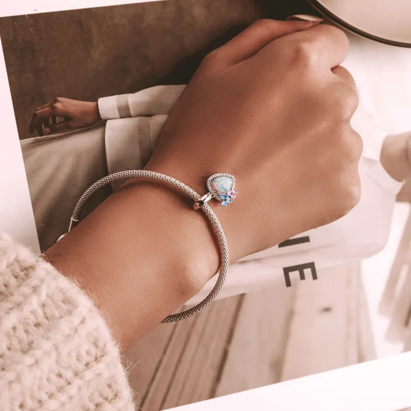 (afbeelding voor) Pandora Style Opaal Hart Vlinder Hangende Bedel - SCC2101 - Bekijken 5