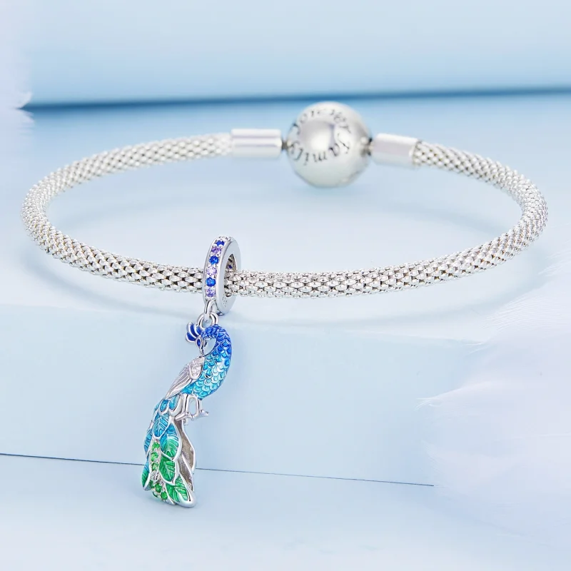 (afbeelding voor) Pandora Style Pauw Hangende Bedel - BSC696 - Bekijken 3