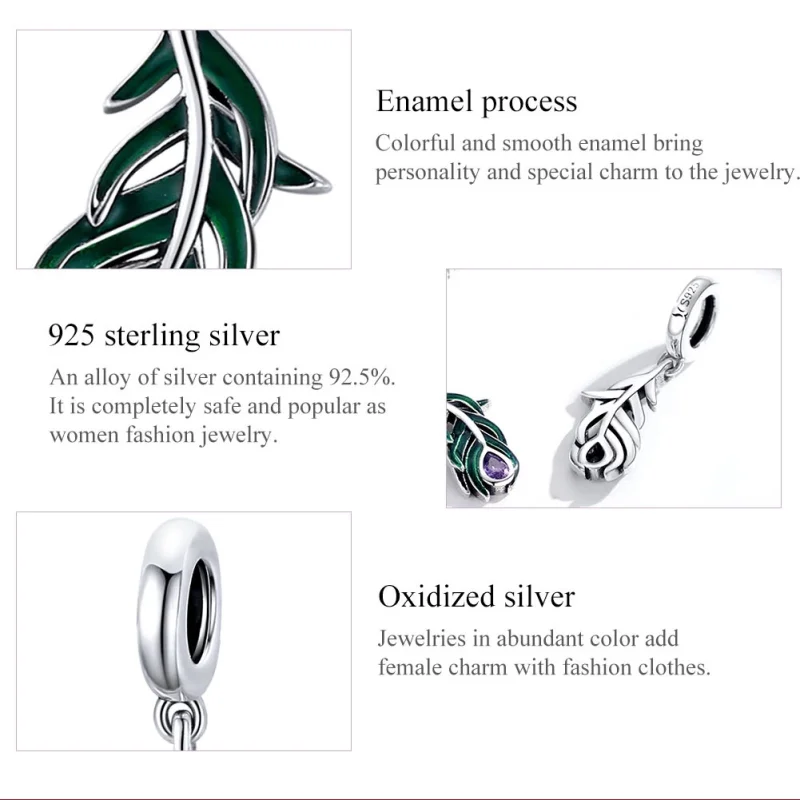 (afbeelding voor) Pandora Style Pauwenveer Hangende Bedel - SCC1704 - Bekijken 7