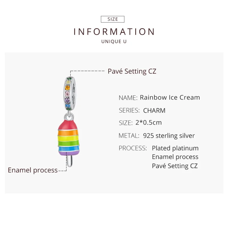 (afbeelding voor) Pandora Style Regenboogijs Hangende Bedel - BSC351 - Bekijken 8