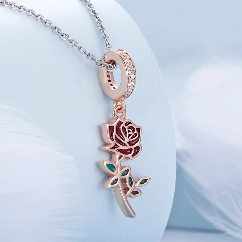 (afbeelding voor) Pandora Style Rode Roos Hangende Bedel - BSC642 - Bekijken 2