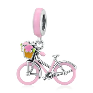 (afbeelding voor) Pandora Style Roze Fiets Hangende Bedel - SCC1975