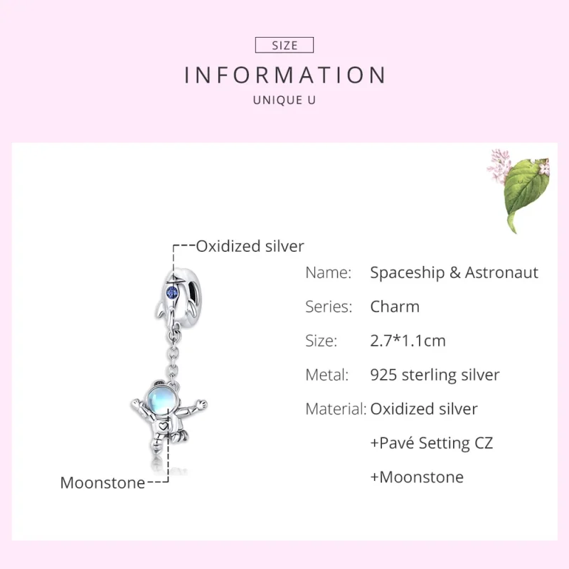 (afbeelding voor) Pandora Style Ruimteschip en astronaut Hangende Bedel - SCC1695 - Bekijken 7