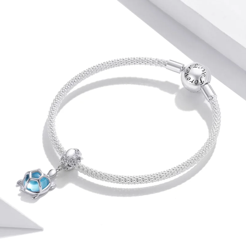 (afbeelding voor) Pandora Style Schildpad van blauw Muranoglas Hangende Bedel - SCC1804 - Bekijken 3