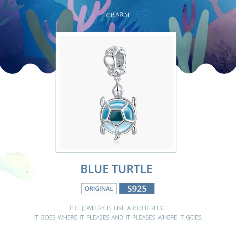 (afbeelding voor) Pandora Style Schildpad van blauw Muranoglas Hangende Bedel - SCC1804 - Bekijken 6