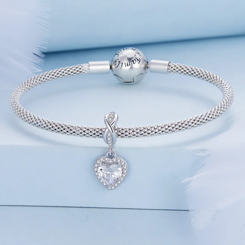 (afbeelding voor) Pandora Style Stralend Hart Hangende Bedel - BSC663 - Bekijken 3