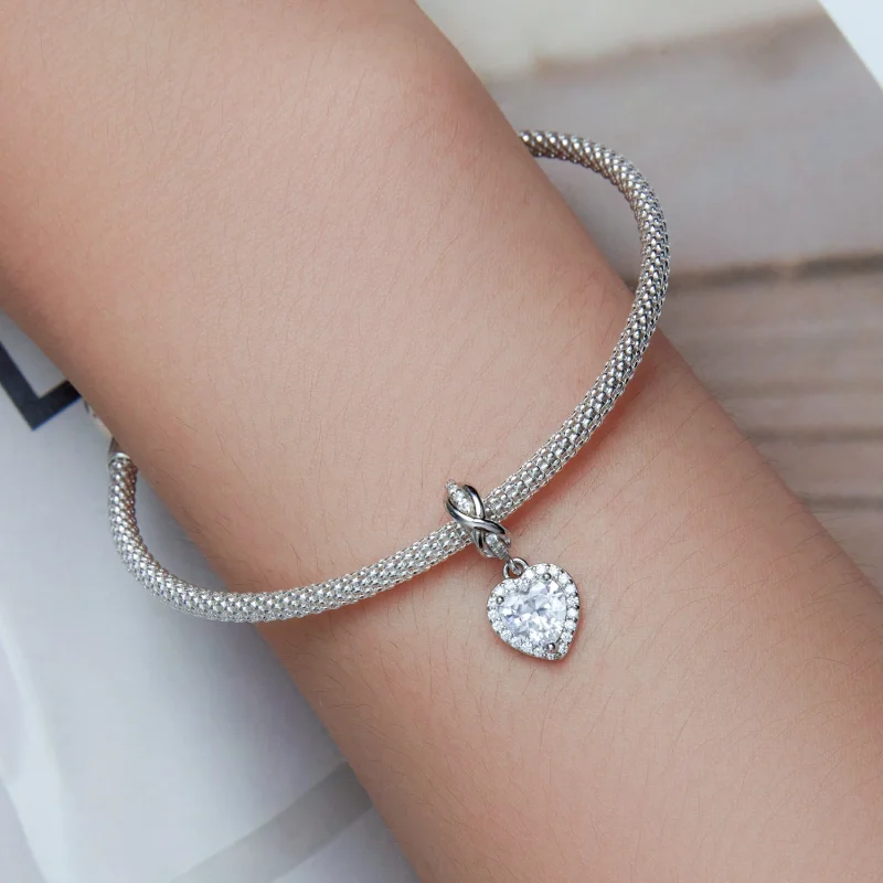 (afbeelding voor) Pandora Style Stralend Hart Hangende Bedel - BSC663 - Bekijken 5