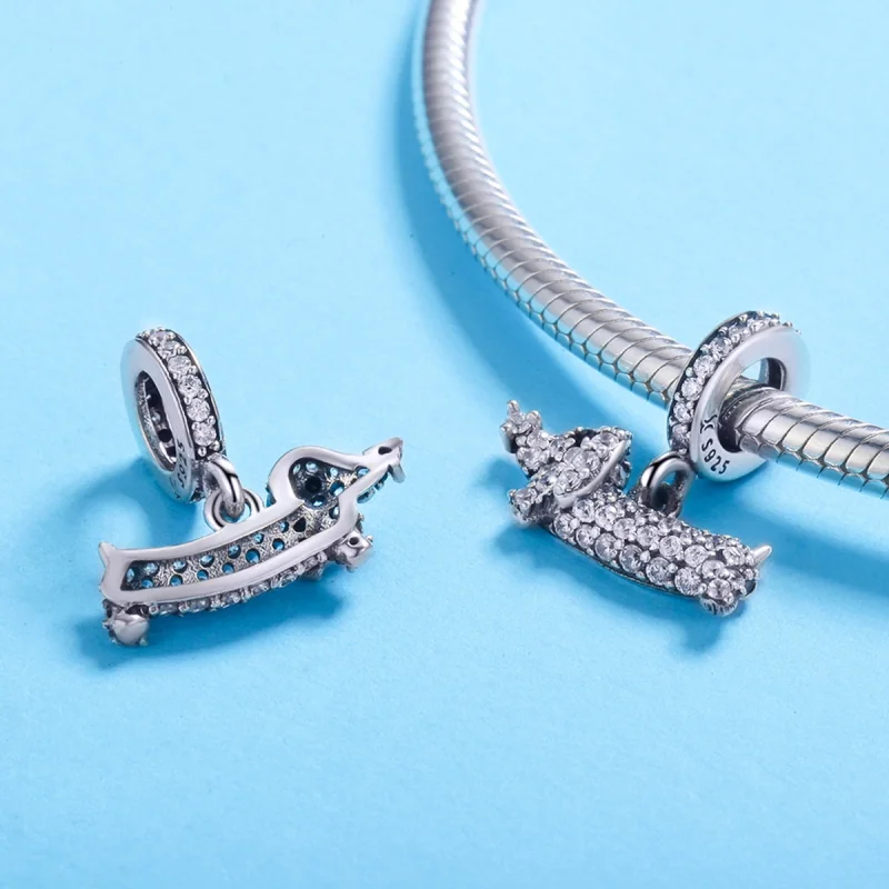 (afbeelding voor) Pandora Style Teckel Worst Hond Hangende Bedel - SCC709 - Bekijken 3