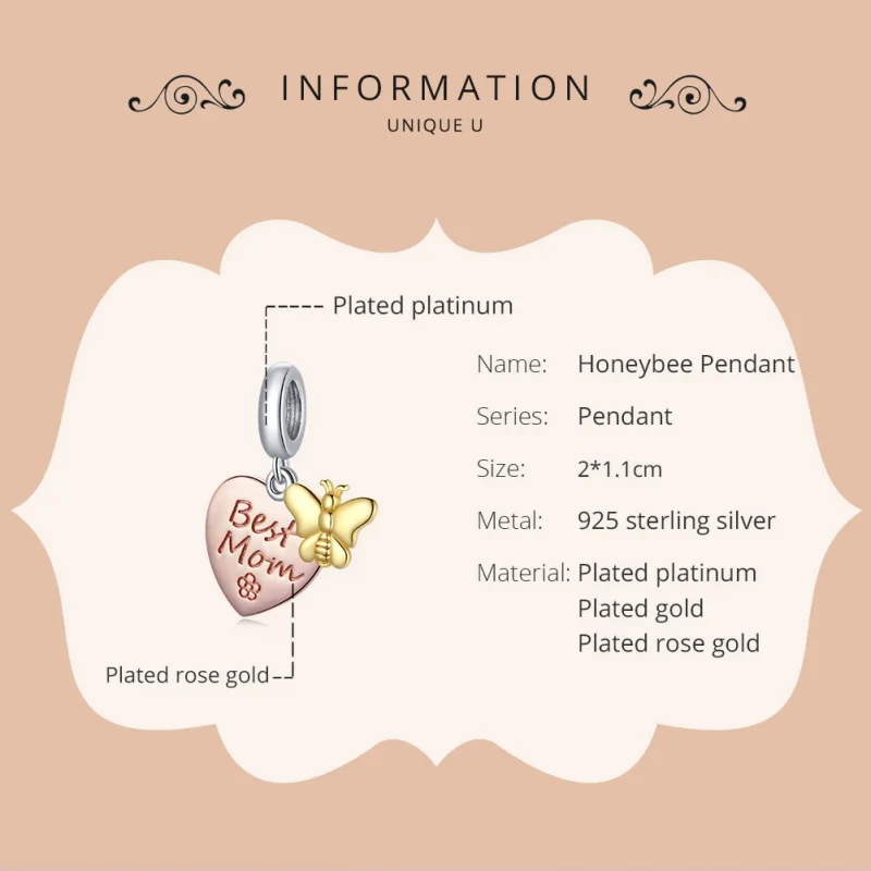 (afbeelding voor) Pandora Style Tweekleurige Beste Moeder Hangende Bedel - SCC1792 - Bekijken 6