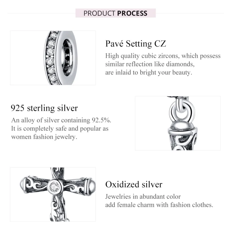 (afbeelding voor) Pandora Style Vintage kruis Hangende Bedel - BSC313 - Bekijken 7