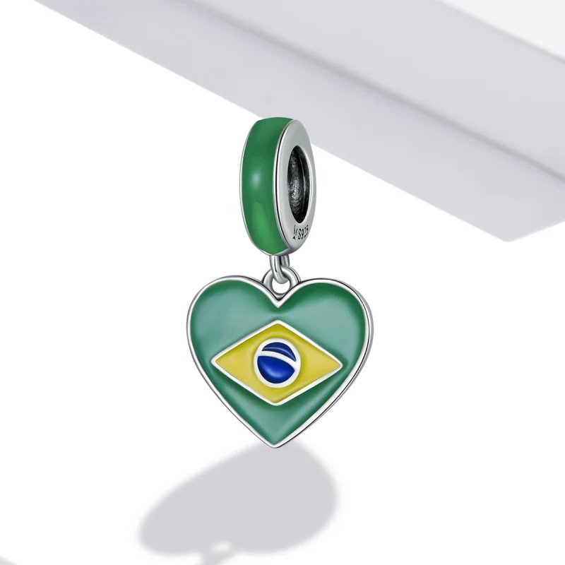(afbeelding voor) Pandora Style Vlag van Brazilië met liefdeshart Hangende Bedel - SCC2084 - Bekijken 2