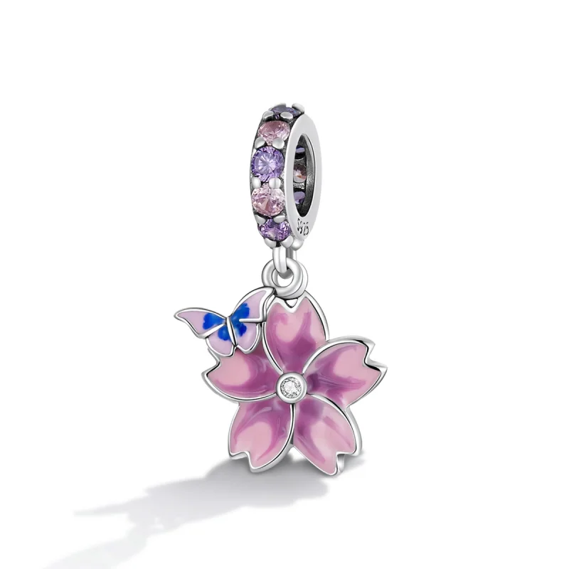 (afbeelding voor) Pandora Style Vlinders en bloemen Hangende Bedel - SCC2185 - Bekijken 2