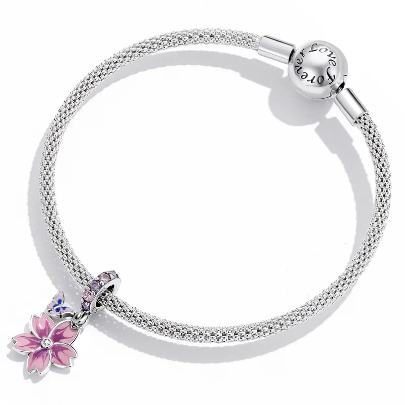 (afbeelding voor) Pandora Style Vlinders en bloemen Hangende Bedel - SCC2185 - Bekijken 4