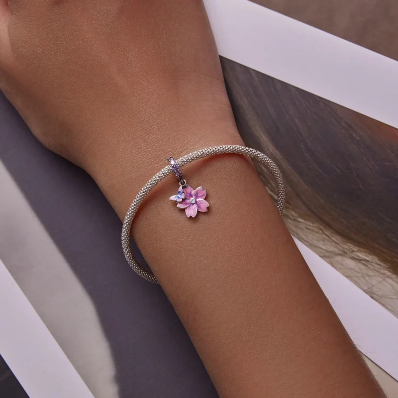 (afbeelding voor) Pandora Style Vlinders en bloemen Hangende Bedel - SCC2185 - Bekijken 5