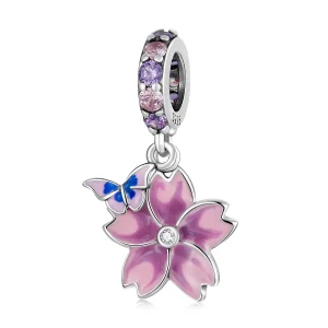 (afbeelding voor) Pandora Style Vlinders en bloemen Hangende Bedel - SCC2185