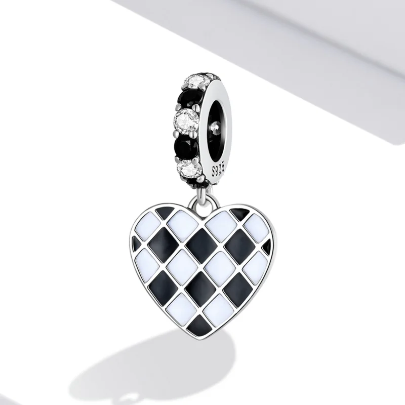 (afbeelding voor) Pandora Style Zwart-wit Grid Love Hangende Bedel - SCC2178 - Bekijken 2
