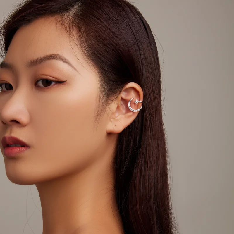 (afbeelding voor) Pandora Style Maan en sterren Oorclip - BSE701 - Bekijken 7