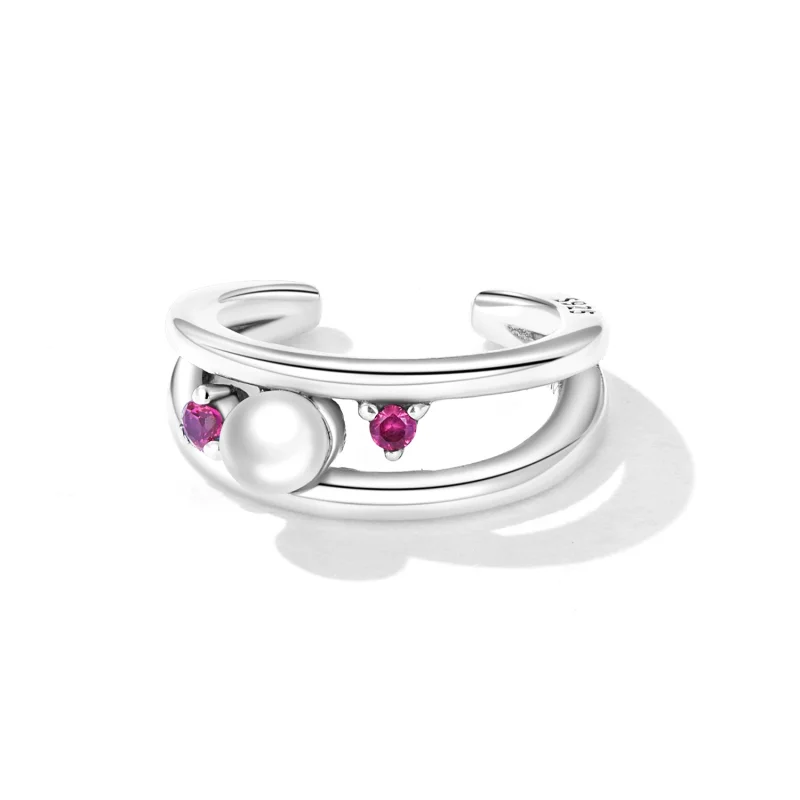 (afbeelding voor) Pandora Style Prachtige Shell Pearl Double Layer Oorclip - SCE1431 - Bekijken 2